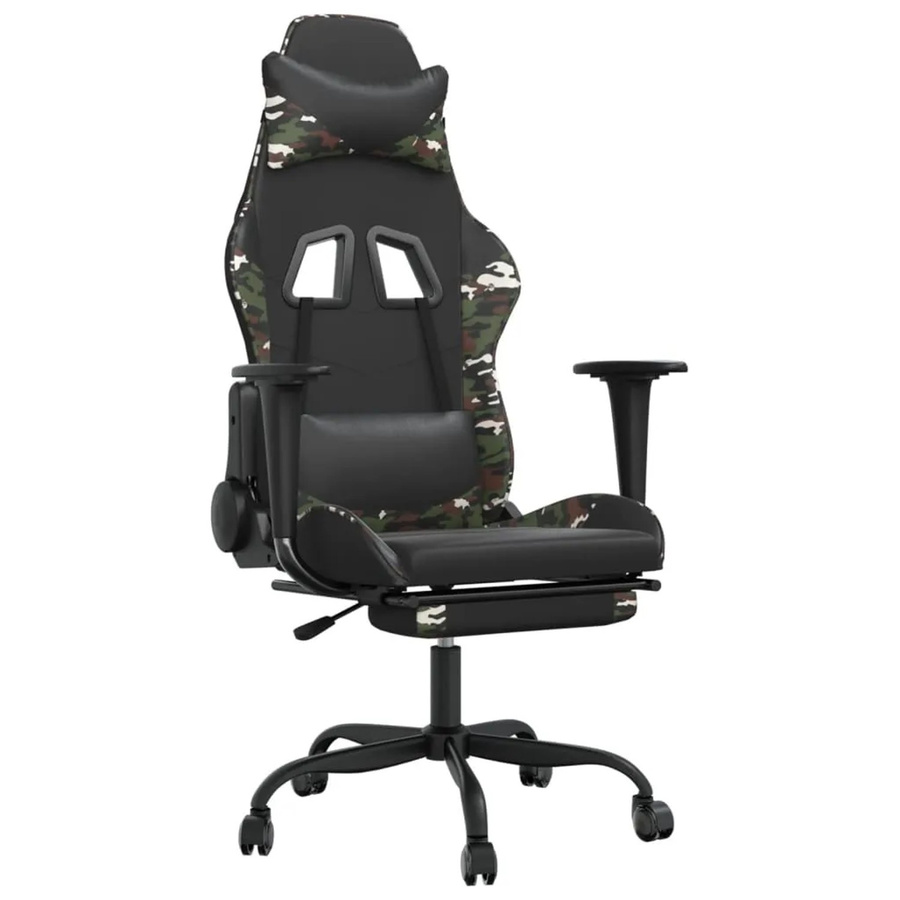 vidaXL Gamingstuhl in Schwarz mit Massagefunktion und Fußstütze aus Kunstleder - Bild 2