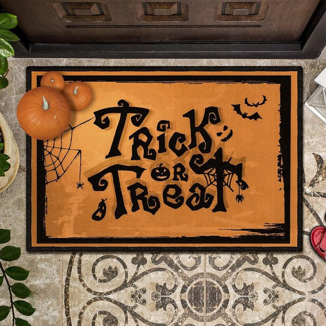 VIKAMA Halloween Fußmatte mit Horror-Elementen in Orange für Badezimmer, Flur oder Eingangsbereich - Bild 1