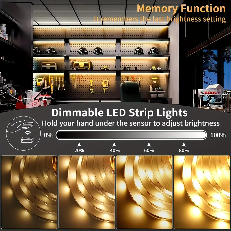 Intelligente 5V LED-Lichtleiste mit Gesten-Sensor und Dimmer in Warmweiß, 1m Länge - Bild 2