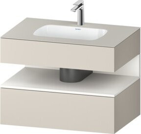 Duravit Einbauwaschtisch-Möbel-Set Qatego in Weiß und Beige mit Konsole und Nischenunterschrank B/T/H: 80 x 55 x 60 cm - Bild 1