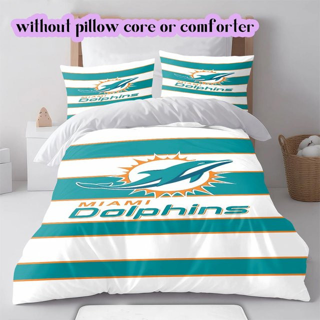 Lalilata Home Miami Dolphins Bettwäsche Set mit Bettbezug und 2 Kissenbezügen, Weiß, B/H: 240 x 220 cm - Bild 1