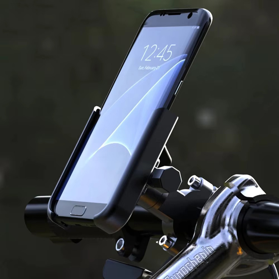 Motorrad und Fahrrad Handyhalterung für Rückspiegel oder Lenker, GPS Halterung für Xiaomi und iPhone, Schwarz/Silber - Bild 3