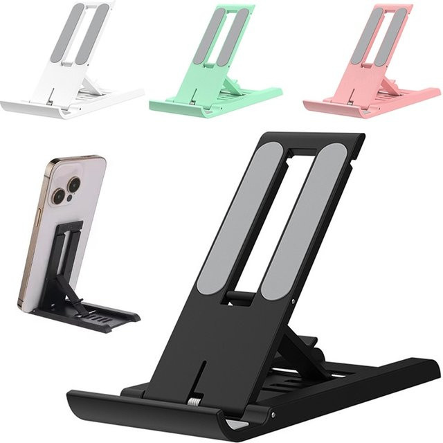 KAFNHCKA Tragbarer Handy-Ständer in Grün, faltbarer und skalierbarer Smartphone-Halter sowie Tablet-Halterung für Desktop und iPhone oder Xiaomi - Bild 1