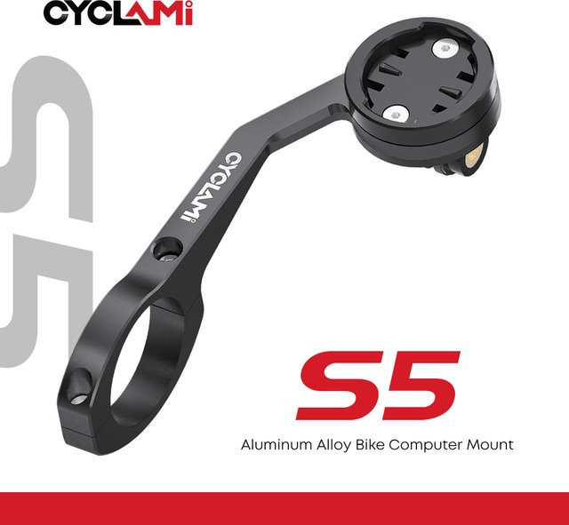 CYCLAMI Doppelseitige Fahrradcomputer-Halterung aus Aluminium-Legierung in Schwarz für MTB und Rennrad, kompatibel mit Garmin, XOSS und iGPSPORT, inklusive GPS- und Scheinwerfer-Halterung - Bild 1