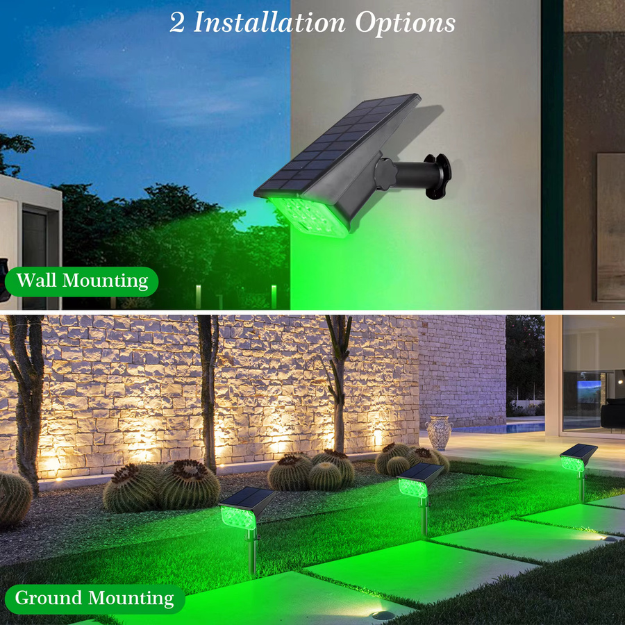 T-SUNRISE Solar Gartenstrahler LED Grün IP65 Wasserdicht Outdoor Flutlicht für Garten und Terrasse - Bild 3