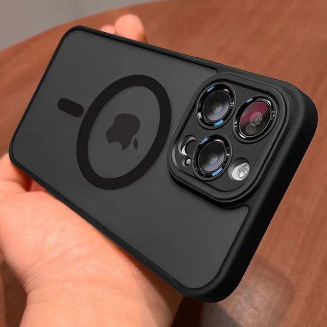 3C Goodbuy MagSafe Translucent Armor Schutzhülle für iPhone 16 Pro Max 15 Plus 14 13 12 11 Pro Max in Schwarz und Transparent mit Wireless Charging Unterstützung - Bild 1
