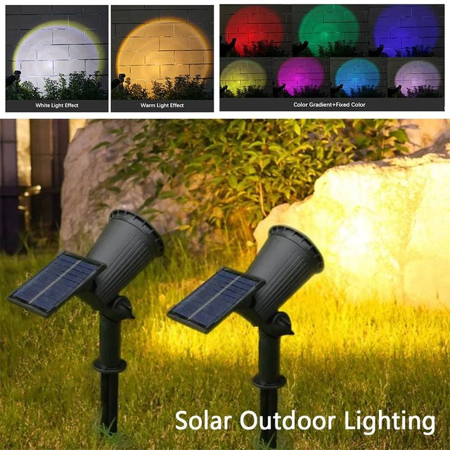 Heinast 9-LED Solarstrahler RGB Außenbeleuchtung Schwarz mit einstellbarer Helligkeit und IP65 Wasserdichtigkeit für Garten und Hof - Bild 1