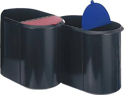 Helit Mülltrenner The Double mit Flip-Lid aus Kunststoff, Schwarz und Blau, Volumen: 20,0 l + 9,0 l - Bild 1