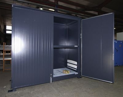 Isolierter Regalcontainer BAUER CEH 29-2 aus Stahl mit Doppelflügeltor in Grau, B/T/H: 322,0 x 150,0 x 303,0 cm - Bild 1