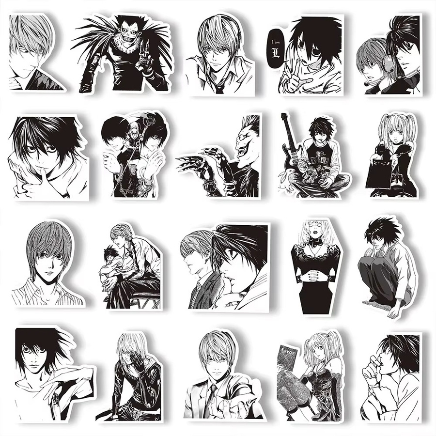 65er Set Anime Death Note Aufkleber von GOGOTU in Schwarz und Weiß zur Dekoration von Laptop, Koffer und Fahrrad - Bild 2