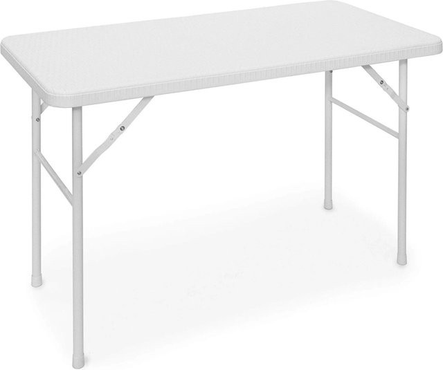 Relaxdays Gartentisch rechteckig aus Kunststoff in Rattan-Optik, weiß, klappbar, B/T/H: 120 x 74 x 61,5 cm - Bild 1
