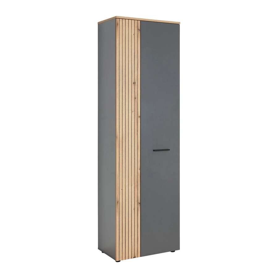 Mömax Garderobenschrank Cadix in Anthrazit und Eichefarben mit Scharniertüren und Regalböden, H: 195 cm, B: 60 cm, T: 36 cm - Bild 2