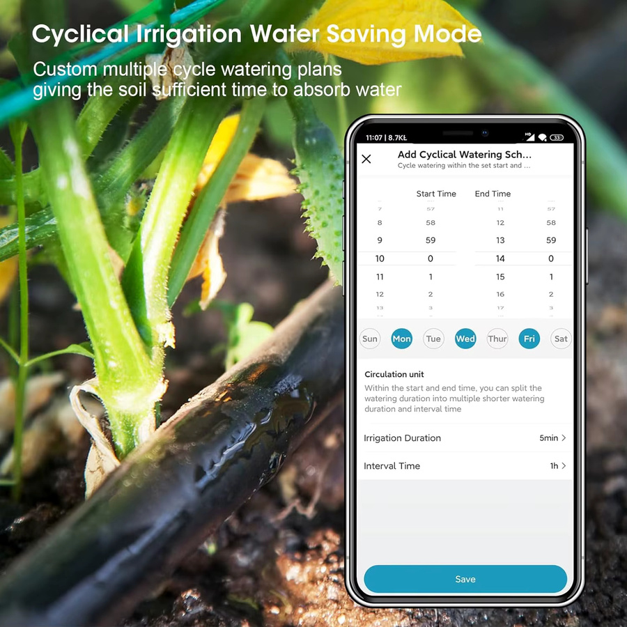 Insoma Wasserhahn Schlauch Timer mit Dual Outlet für die automatische Gartenbewässerung in Grau - Bild 3