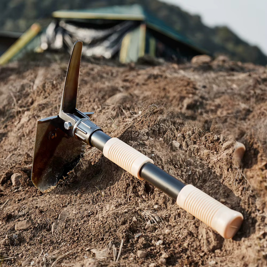 Swiss Tech 3-in-1 Multitool Klappspaten in Schwarz als ultraleichte EDC Outdoor-Campingausrüstung und multifunktionales Gartenwerkzeug-Set - Bild 5