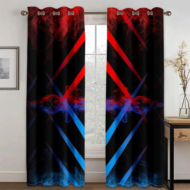 Yiran Furniture Esports Fenstergardinen im modernen Design, 2er-Set, Schwarz, B: 50 cm, H: 130 cm - Bild 1