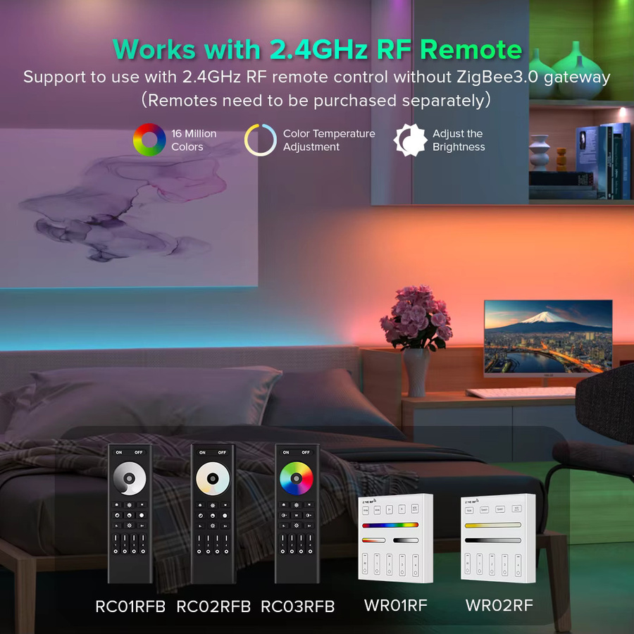 BTF-LIGHTING Zigbee 3.0 Smart LED-Streifen-Controller 5-in-1 Bridge Tuya Dual-Mode-Gateway mit RF-Fernbedienung, kompatibel mit Alexa, Farbe: Weiß - Bild 5