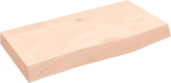 vidaXL Wandregal aus Massivholz Eiche Unbehandelt in Braun B: 60 cm, T: 30 cm, H: 2-6 cm
