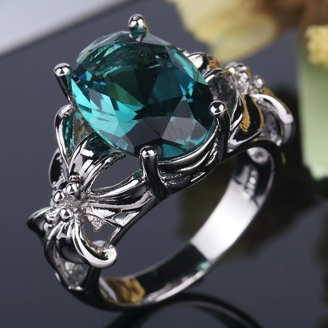 YIRAN Jewelry Smaragdring, Zirkonia, Kupfer, Schwarz, Damen - Bild 1