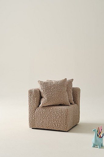 BALTIMORE MINI Sofamodul Ecke mit 2 Kissen von Jotex in Bouclé-Optik, Grau/Beige - Bild 1