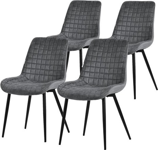 ML-Design Esszimmerstuhl 4er Set in Anthrazit mit Samtbezug und Stahlbeinen - Bild 1