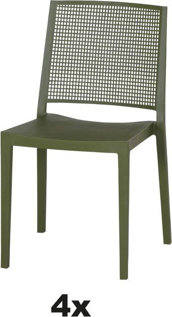 Siena Garden Stapelstuhl-Set Square 4-teilig in Olive aus Polypropylen und Glasfaser - Bild 1
