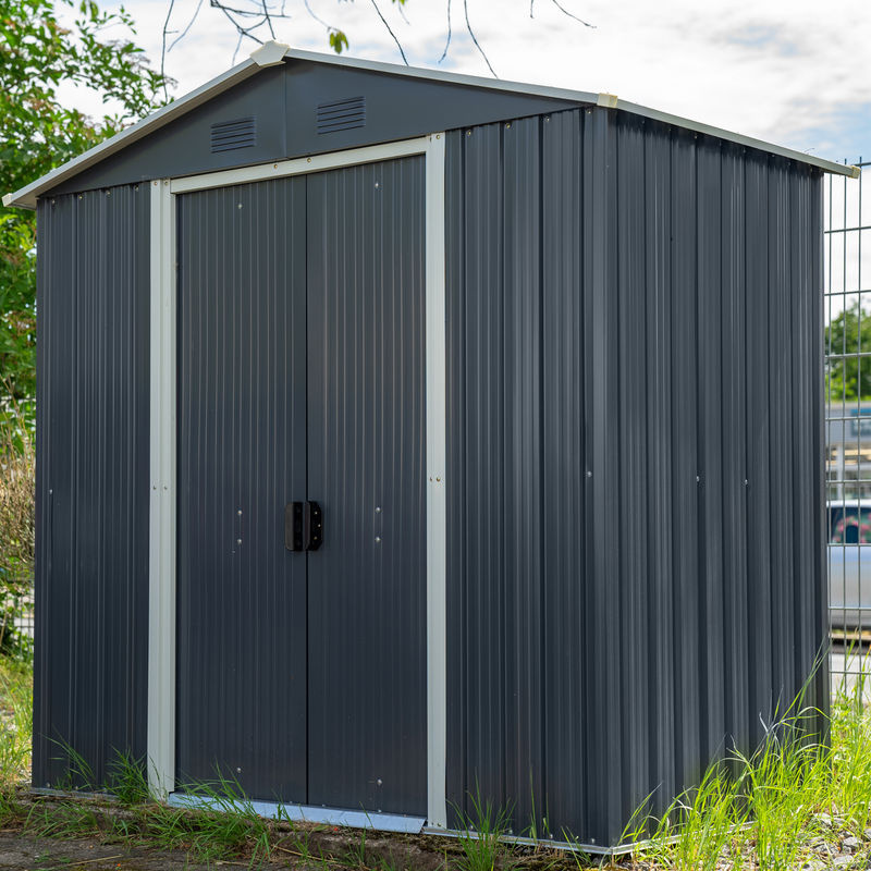 Pergart Metall-Gerätehaus Dresden II 86 mit Satteldach in Schwarz, 3,66 m² - Bild 4