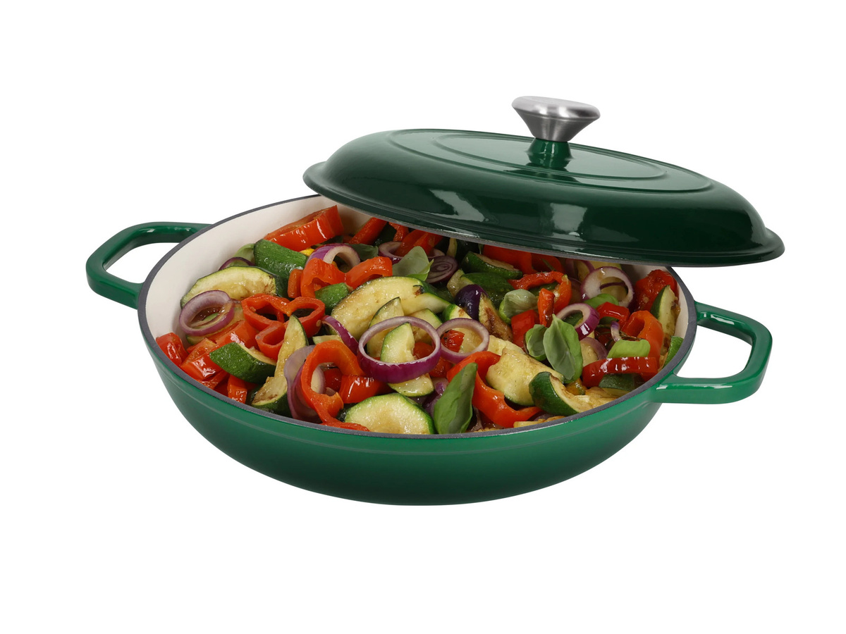 SILVERCREST Premium-Gusseisenservierpfanne, emailliert, Grün, Durchmesser: 30 cm - Bild 4