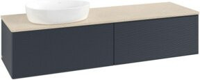 V&B Waschtischunterschrank Antao mit Frontstruktur in Botti Mattblau lackiert B/T: 160 x 50 cm - Bild 1