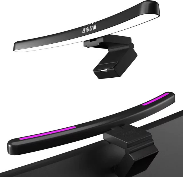 Gebogene Monitor Licht Bar mit RGB Hintergrundbeleuchtung und Touch-Steuerung in Schwarz für Gaming und Auge-Pflege - Bild 1