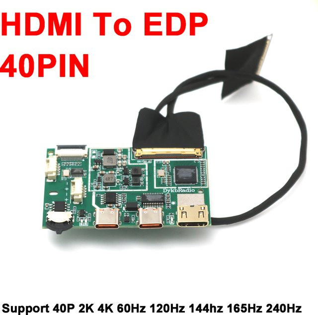 DYKBmetered DP zu EDP Treiberplatine mit 40PIN Anschluss für 2K 4K LCD Display Bildschirme, grünes Signal Adapter Board für 60Hz 120Hz 144Hz - Bild 1