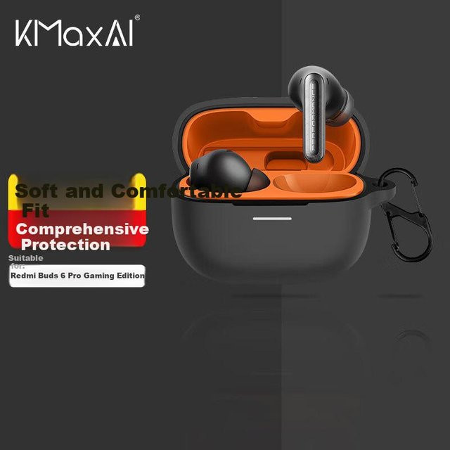 KMaxAI Silikonhülle für Redmi Buds 6 Pro Gaming Edition, Stoßfeste mattierte Abdeckung für das Ladecase, Schwarz - Bild 1