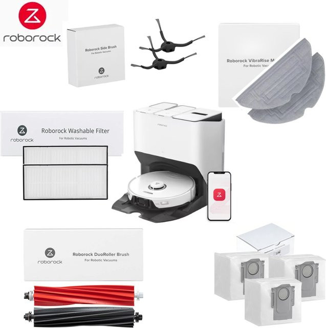 Roborock S8 Pro Ultra S8 S8+ Zubehör Set mit DuoRoller Hauptbürste Filter Seitenbürsten Staubbeutel und Wischtüchern - Bild 1