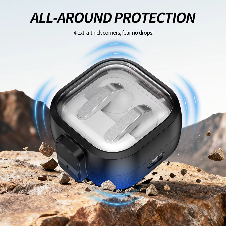 Schutzhülle für Samsung Galaxy Buds 4/4 Pro mit Sicherheitsverschluss-Clip und Reinigungsset in Schwarz oder Blau - Bild 3