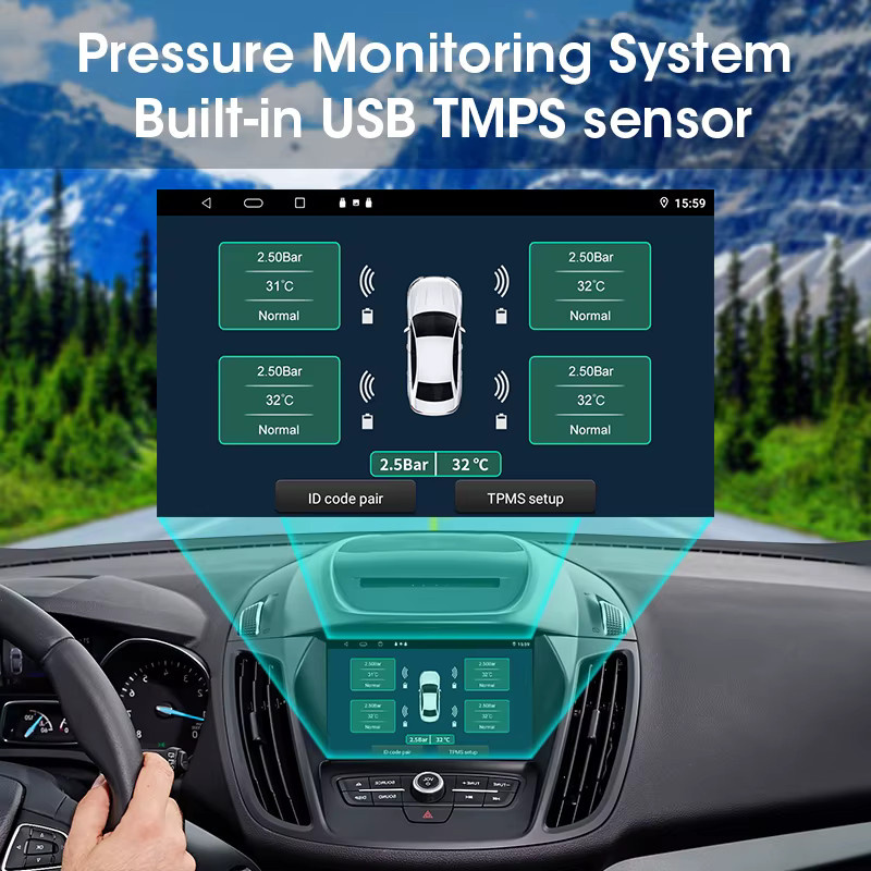 JMCQ Android Autoradio mit USB-C und TPMS Reifendruckkontrollsystem in Schwarz - Bild 2