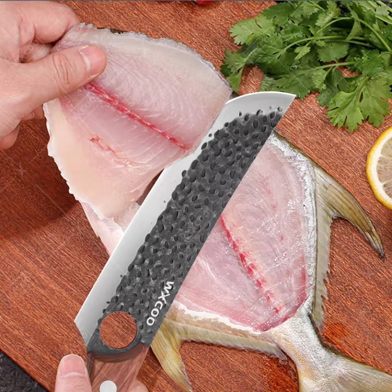 WXCOO Geschmiedetes Hackmesser mit Holzgriff als Allzweck-Küchenmesser für Fleisch, Fisch und Gemüse - Bild 5