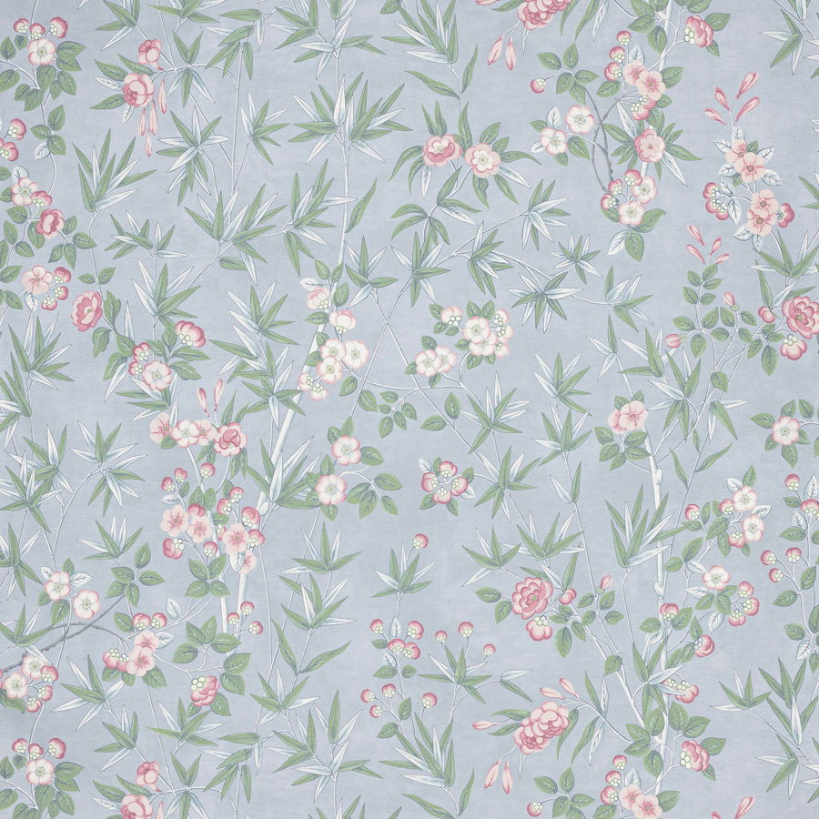 Manuel Canovas Tapete Haru Ciel in Blau mit floralem und botanischem Design aus Vlies und Textil - Bild 1