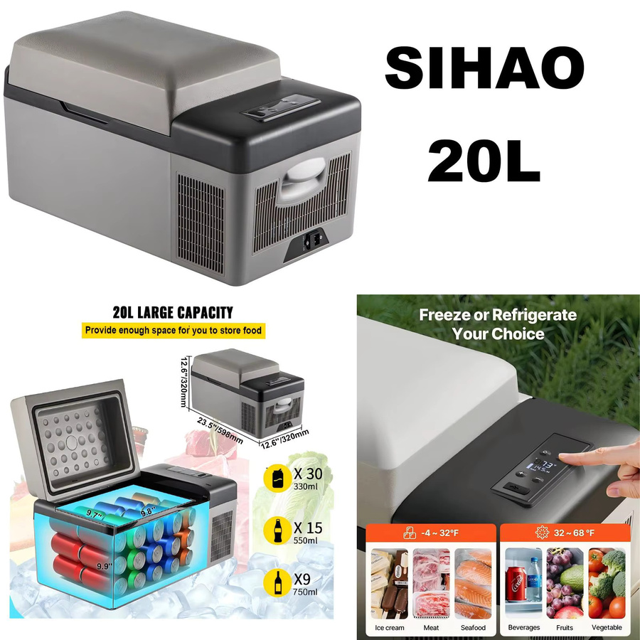 SIHAO Tragbarer Auto-Kühlschrank Elektrische Kühlbox für Camping und Roadtrips in Grau - Bild 3