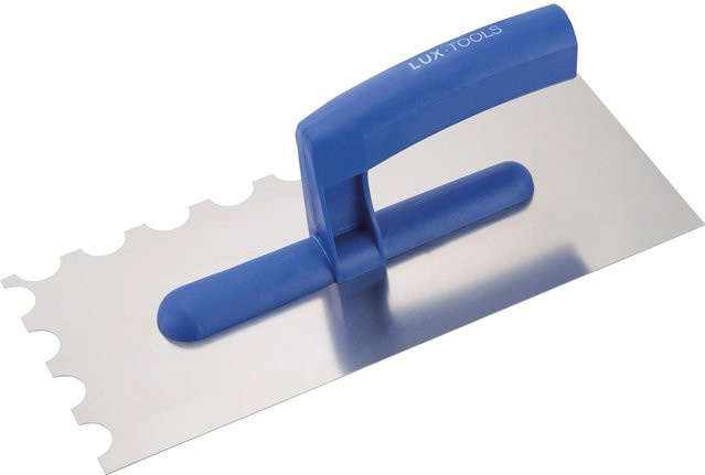 LUX-TOOLS Glättekelle mit Rundzahnung aus Edelstahl in Blau, Länge: 27 cm - Bild 1