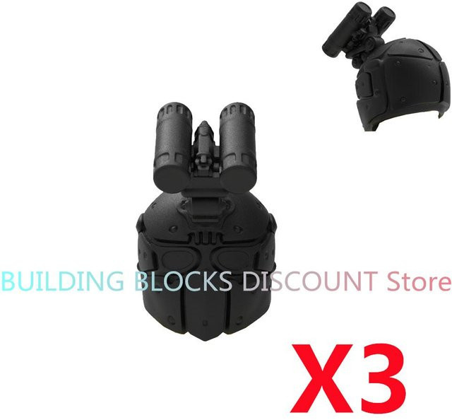 Militär MOC SWAT 3D Gedruckter Helm Waffen Figur Baustein Zubehör, dunkelgrau, ab 14 Jahren - Bild 1
