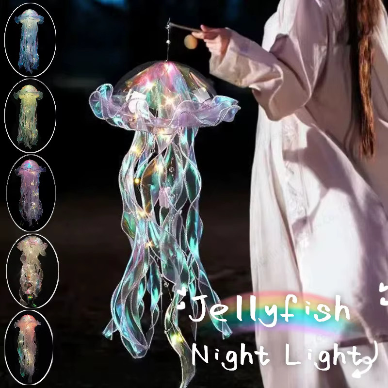 APWIKOGER DIY Quallen Deckenlampe für das Kinderzimmer, bunte Hängelampe mit Perlen und Band, Pink/Multicolour - Bild 3