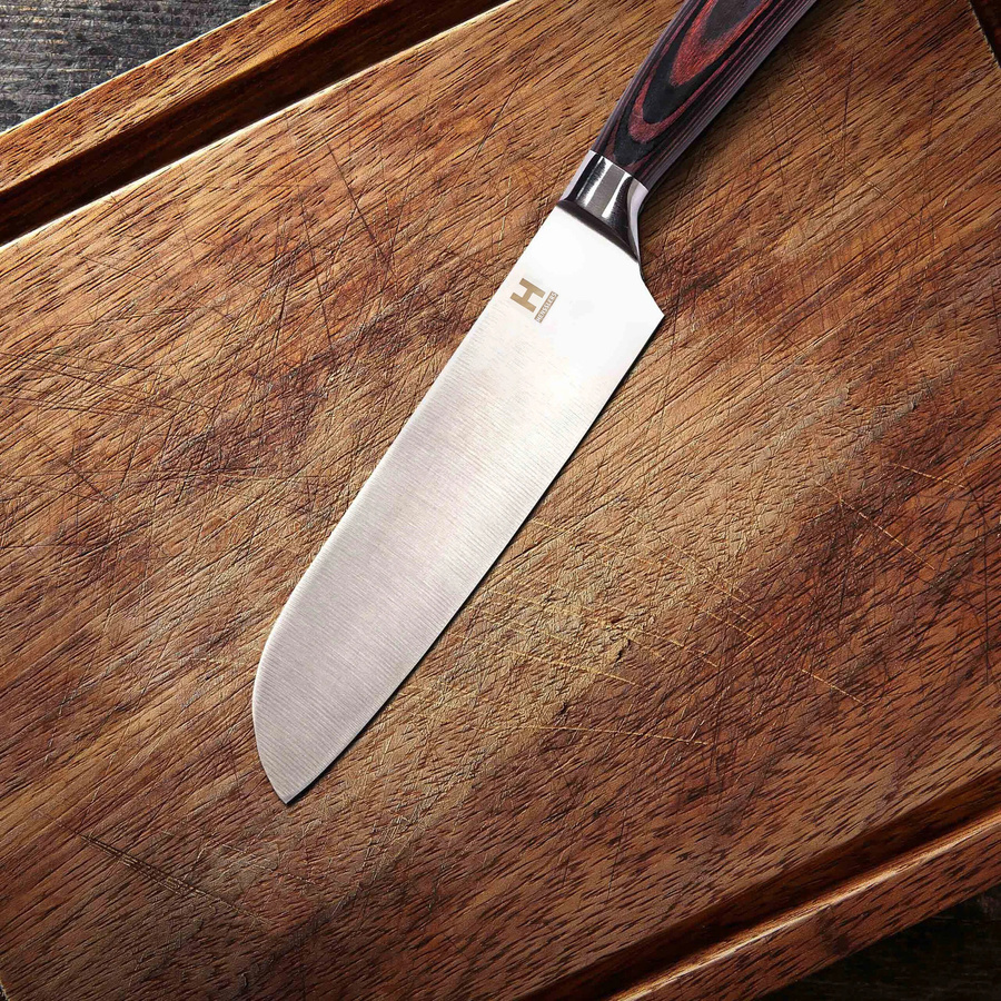 Hensslers Santoku Messer aus Edelstahl in Braun - Bild 3