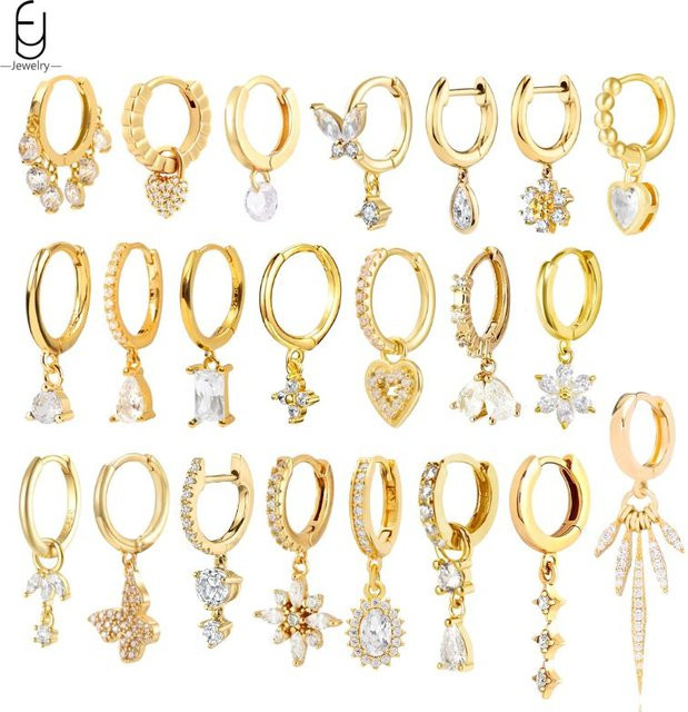 YUXINTOME Ohrstecker 925 Silber, Gold, Kristall, Damen - Bild 1