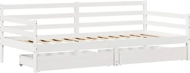 vidaXL Tagesbett aus massivem Kiefernholz mit Schubladen in Weiß, B/T/H: 90 x 200 cm - Bild 1