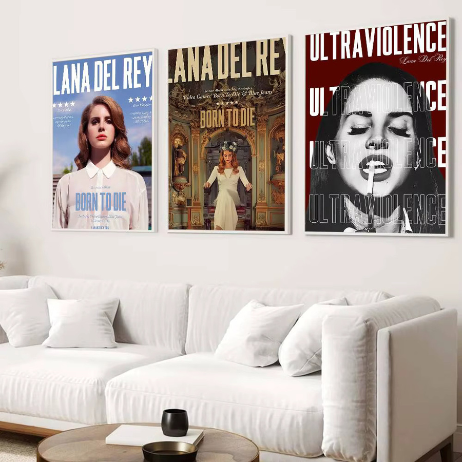Lana Del Rey Retro Film Aufkleber in Schwarz und Rosa, Ästhetische Kunst Poster aus Kraftpapier für dein Zimmer oder Café, B/H: 15 x 15 cm - Bild 2