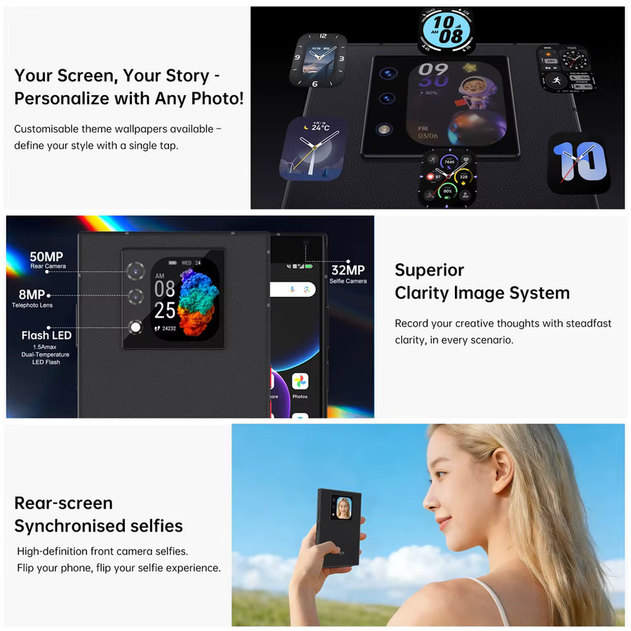 Unihertz Titan 2 Smartphone 5G mit Android 15, physischer Tastatur, Dual Screen, 12 GB RAM, 512 GB Speicher, 50 MP Kamera, Schwarz - Bild 4