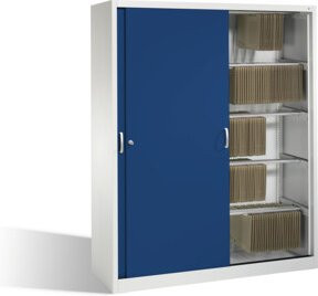 C+P Schiebtürenschrank Acurado mit Front in Enzianblau und Korpus in Lichtgrau, H x B x T: 195 x 160 x 50 cm - Bild 1