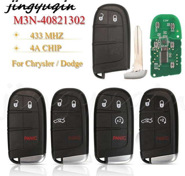 Jingyuqin Smart Remote Autoschlüssel 433 MHz 4A PCF7953M AES Chip für Chrysler 200 300 und Dodge Charger Challenger 2019+ Fob M3M-40821302 in Schwarz - Bild 1