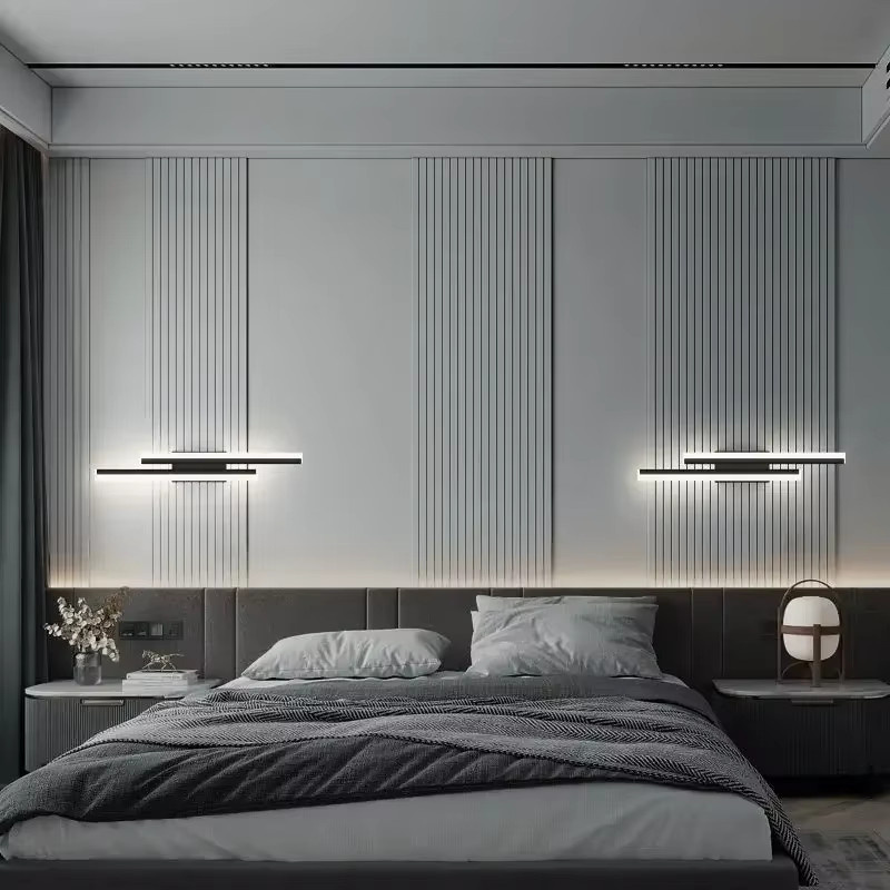 Moderne LED-Wandleuchte Sanoni in Schwarz aus Metall mit Up-Down-Lichtfunktion und warmweißem Licht für Wohnzimmer, Schlafzimmer und Flur - Bild 2