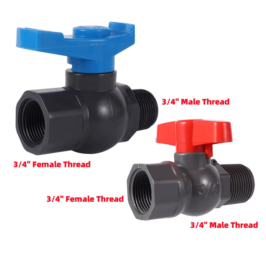 Adhere To Fly PVC Kugelhahn mit 3/4 Zoll Außengewinde und 1 Zoll Innengewinde in Rot für Gartenbewässerung und Aquarium - Bild 2