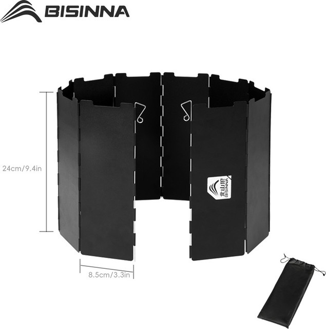 BISINNA Faltbare Gasherd-Windschutzscheibe für 10 Platten, ultraleichter winddichter Windschutz in Schwarz für Outdoor-Camping, Picknick und Wandern - Bild 1